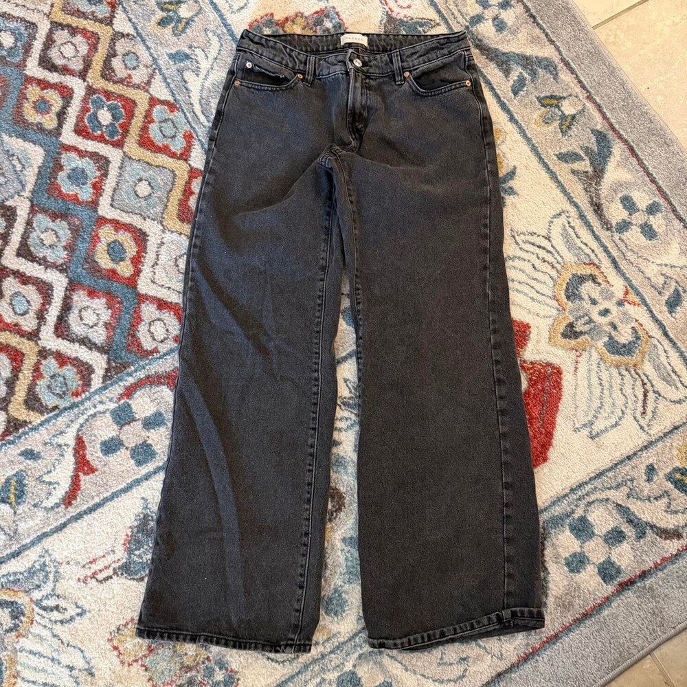 PACSUN Zoe Low Rise Girlfriend Jeans Washed Black Wide Leg Size 27
